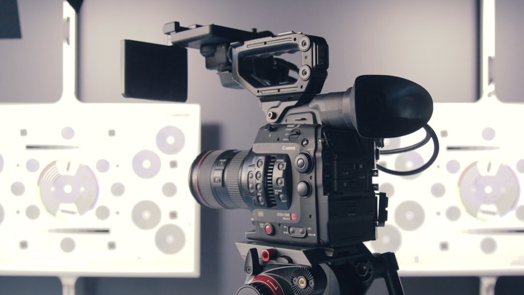 Modern video production studio interior with cameras and equipment